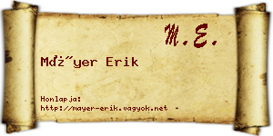 Máyer Erik névjegykártya